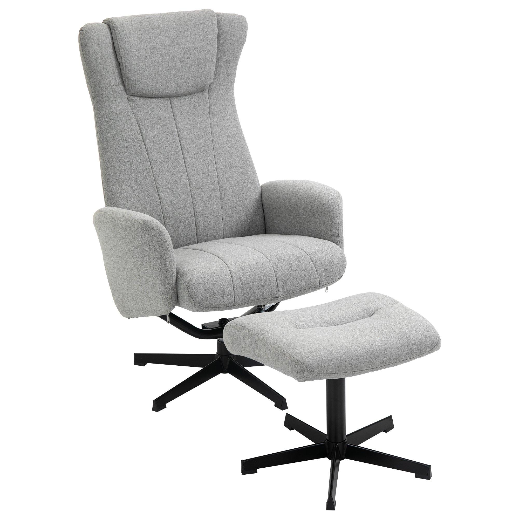 Recliner and Ottoman with 135deg Adjustable Backrest for Home Office